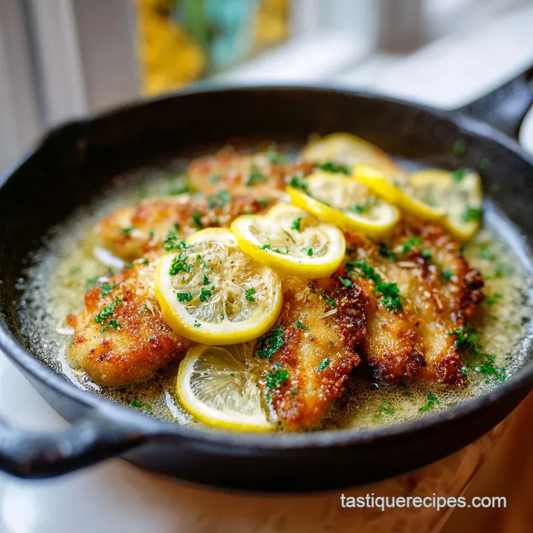A fork-tender chicken breast bathed in rich butter glaze, artfully arranged with vibrant green herbs.