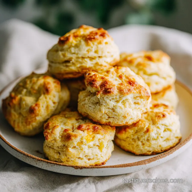 Stack of warm einkorn biscuits, brushed with melted butter, next to a jar of honey and a small pitcher of cream.
