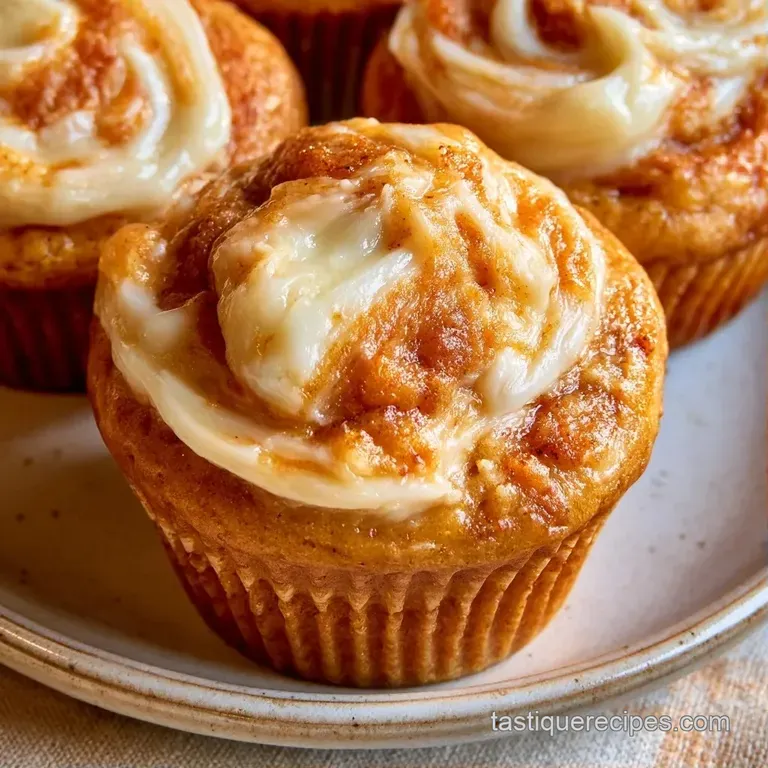 Moist orange muffins arranged on a white ceramic plate with a drizzle of maple syrup and a dusting of cinnamon.