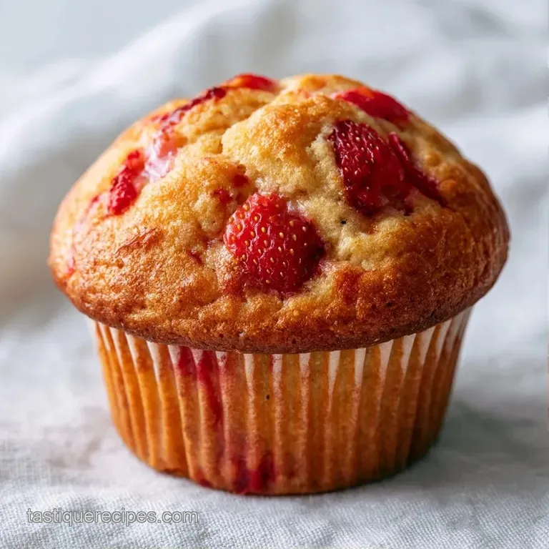 Warm, cakey muffins stacked on a white ceramic plate, paired with fresh sliced berries and a light honey drizzle.