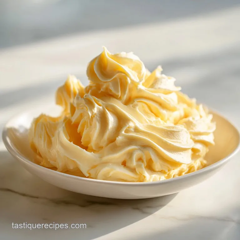 A dollop of airy honey butter melting on a warm, crusty bread slice.