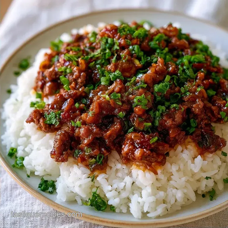 Korean Ground Beef Rice Bowl: Savory and Sticky