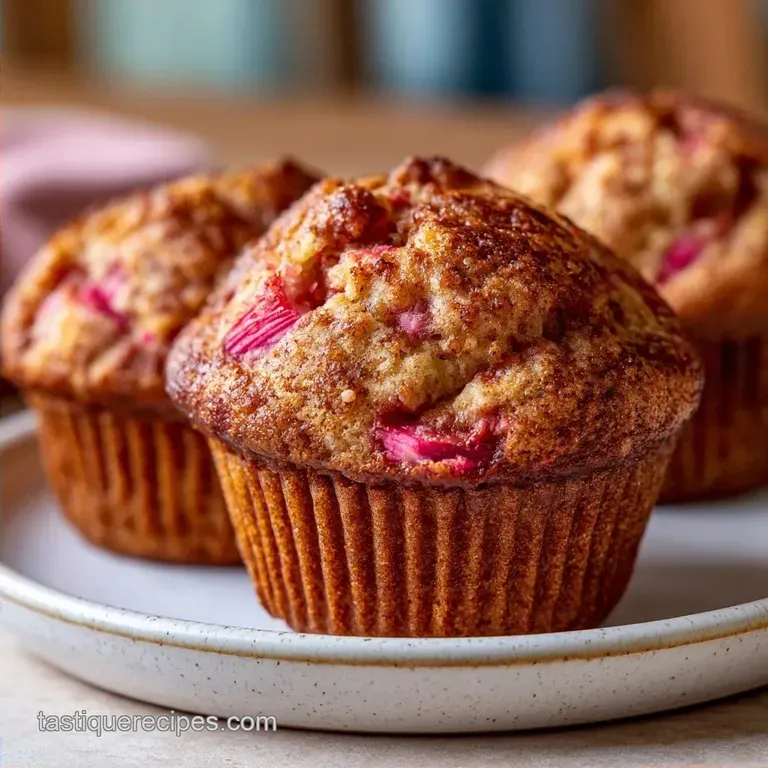 Moist Rhubarb Muffins with Sour Cream