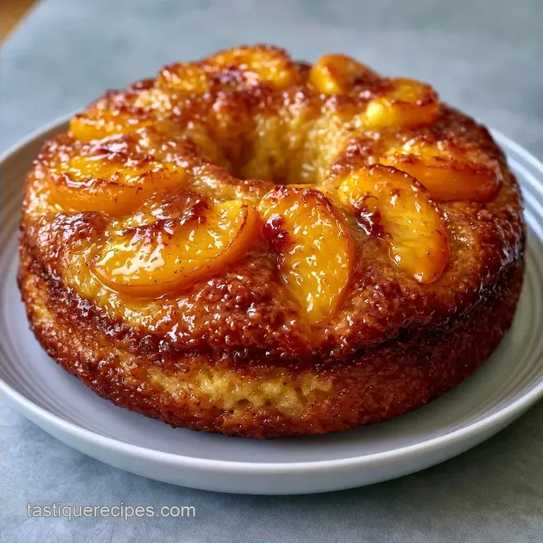 Old Fashioned Spiced Peach Cake with Ginger Sugar