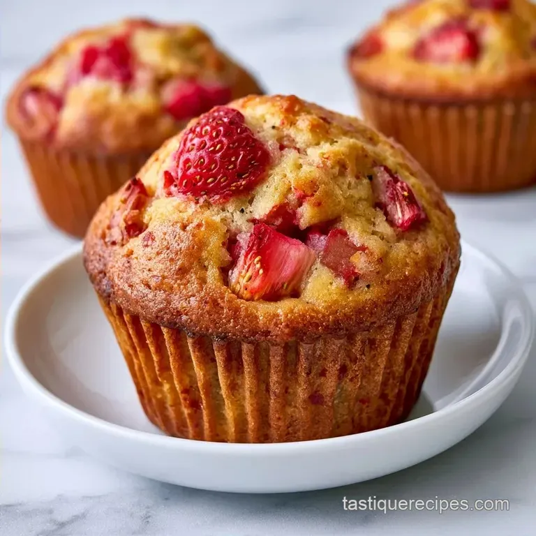 Ultra-Moist Yogurt Strawberry Rhubarb Muffins
